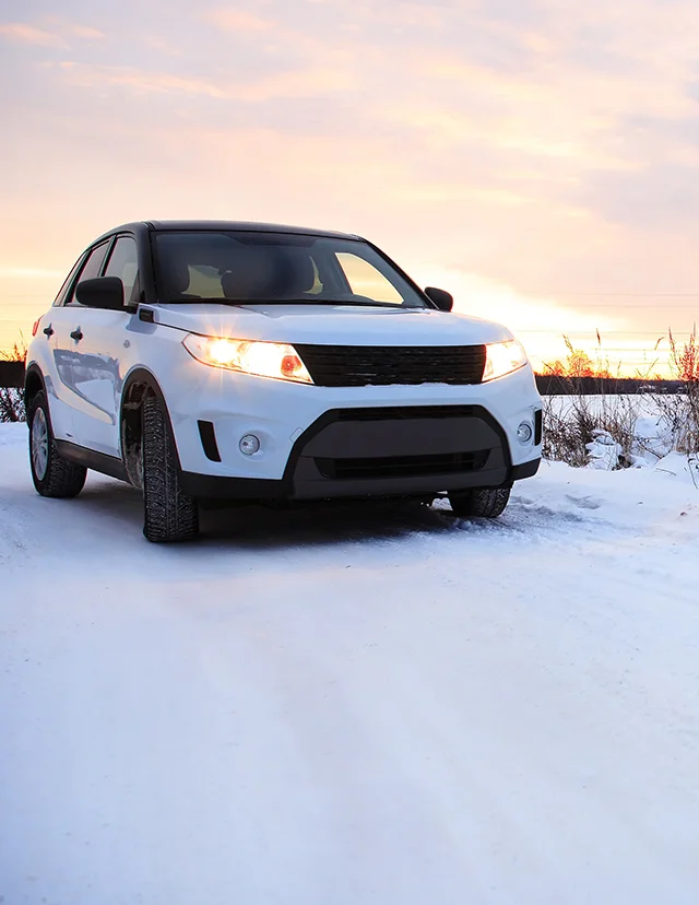 car driving in the snow