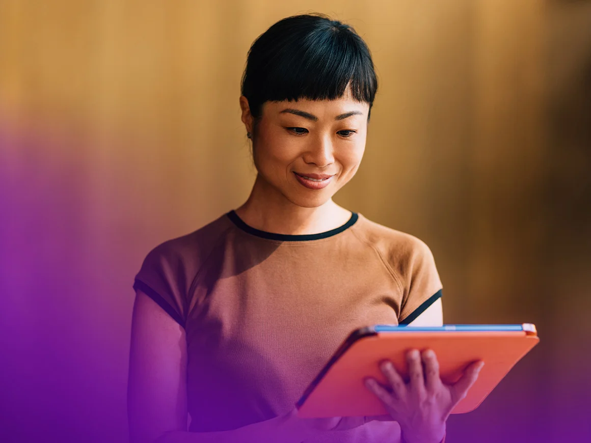 woman working on a tablet