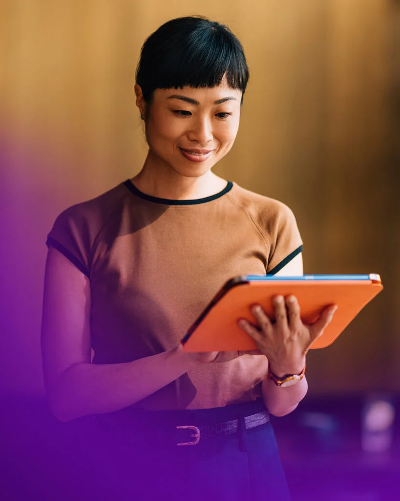 woman working on a tablet