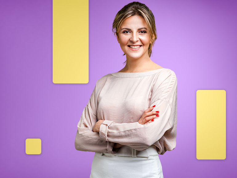 woman wearing tan work clothes hero image